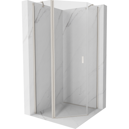 Mexen Mist Fünfeckige Duschkabine schwenkbar 90 x 90 cm, transparent, gebürstetes Nickel - 8A8-090-090-97-00