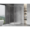 Mexen Mist Asymmetrische fünfeckige Duschkabine mit Schwingtür 100 x 90 cm, transparent, gebürsteter Nickel