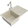 Mexen Bruno 1-beckiges Granitspülbecken mit Abtropffläche und Küchenarmatur Duero, beige - 6513-69-671600-00