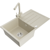 Mexen Bruno Granitspüle 1-Becken mit Abtropffläche und Küchenarmatur Duero, beige - 6513-69-671600-69