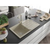 Mexen Bruno Granitspüle 1-Becken mit Abtropffläche und Küchenarmatur Duero, beige - 6513-69-671600-69
