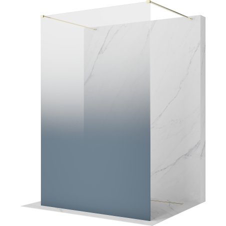 Mexen Kioto freistehende Duschwand 100 x 200 cm, Ombre Blau 8 mm, Gold - 800-100-002-50-46