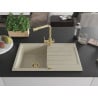 Mexen Bruno Granitspüle 1-Becken mit Abtropffläche und Küchenarmatur Duero, Beige - 6513-69-671600-50