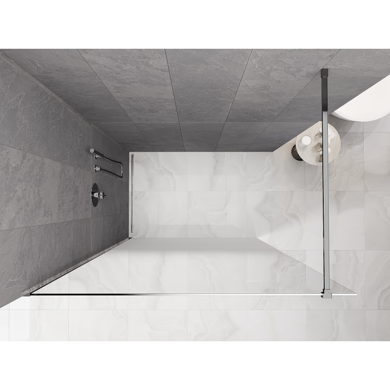 Mexen Kioto Duschwand Walk-in 110 x 200 cm, weißes Ombre 8 mm, Chrom - 800-110-101-01-86