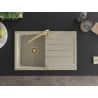 Mexen Bruno Granitspüle 1-Becken mit Abtropffläche und Küchenarmatur Duero, Beige - 6513-69-671600-50