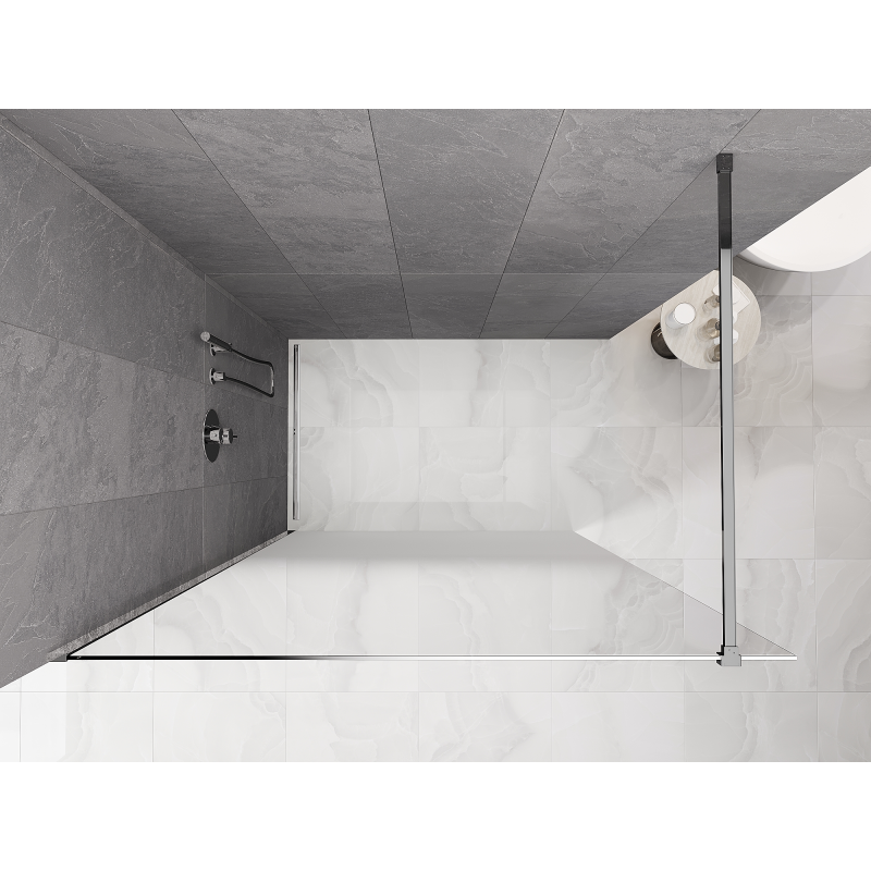 Mexen Kioto Duschwand Walk-in 70 x 200 cm, weißer Ombre 8 mm, Chrom - 800-070-101-01-86