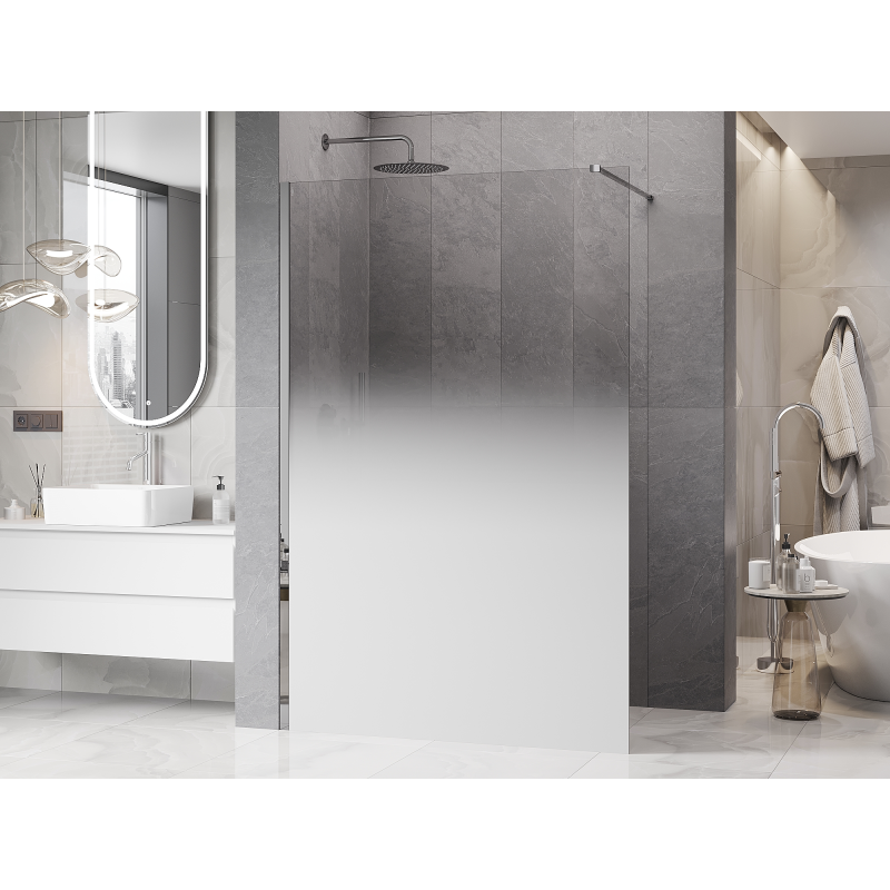 Mexen Kioto Duschwand Walk-in 90 x 200 cm, ombre weiß 8 mm, Chrom - 800-090-101-01-86