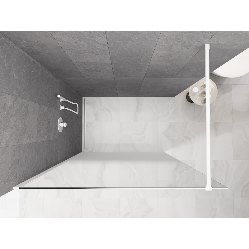 Mexen Kioto Duschwand Walk-in 100 x 200 cm, ombre weiß 8 mm, weiß - 800-100-101-20-86