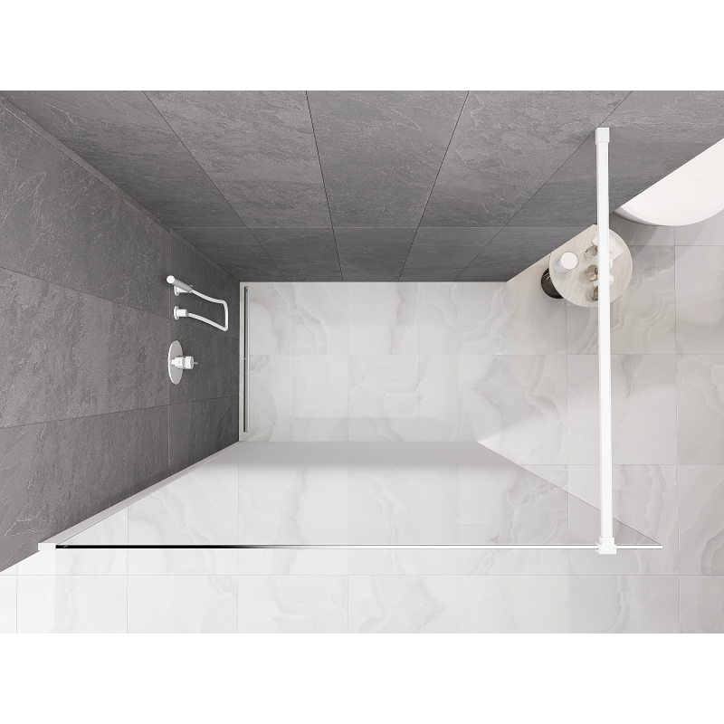 Mexen Kioto Duschwand Walk-in 150 x 200 cm, Weißes Ombre 8 mm, Weiß - 800-150-101-20-86