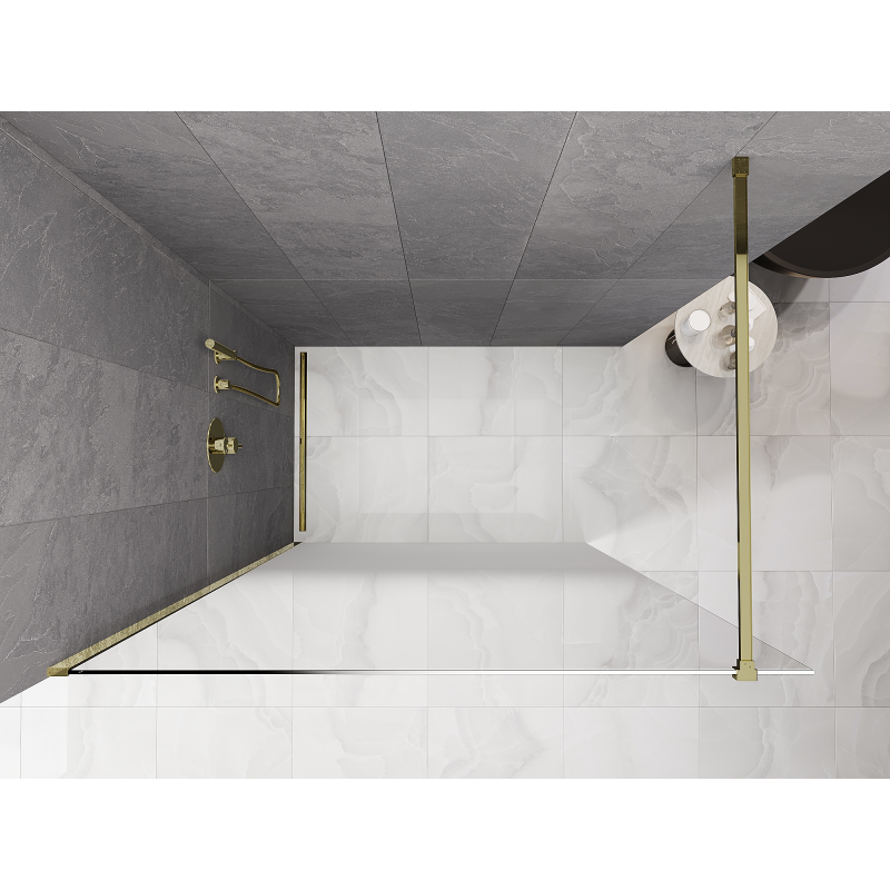 Mexen Kioto Walk-in-Duschwand 70 x 200 cm, Ombre Weiß 8 mm, Gold - 800-070-101-50-86