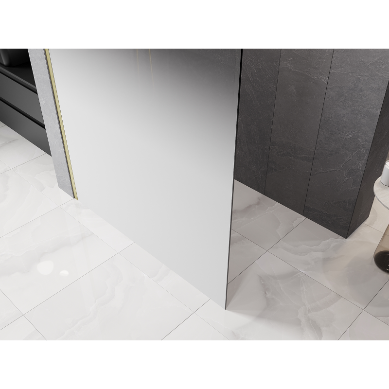 Mexen Kioto Duschwand Walk-in 100 x 200 cm, Ombre Weiß 8 mm, gebürstetes Gold - 800-100-101-55-86