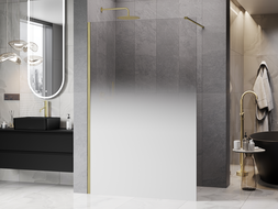 Mexen Kioto Duschwand Walk-in 100 x 200 cm, Ombre Weiß 8 mm, gebürstetes Gold - 800-100-101-55-86
