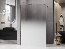 Mexen Kioto Duschwand Walk-in 130 x 200 cm, ombre weiß 8 mm, Roségold - 800-130-101-60-86