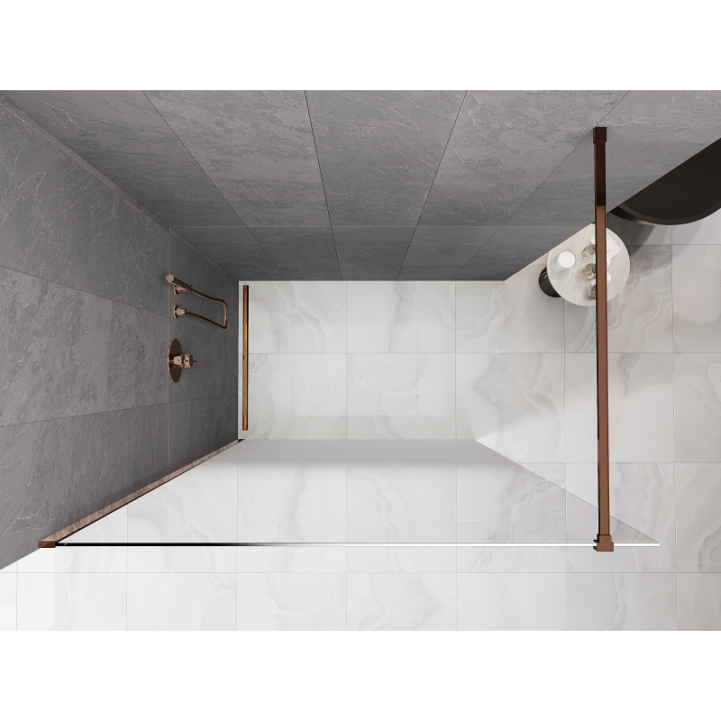 Mexen Kioto Duschwand Walk-in 110 x 200 cm, Ombre Weiß 8 mm, Roségold - 800-110-101-60-86