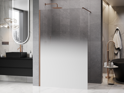 Mexen Kioto Duschwand Walk-in 100 x 200 cm, ombre weiß 8 mm, gebürstetes Kupfer - 800-100-101-65-86