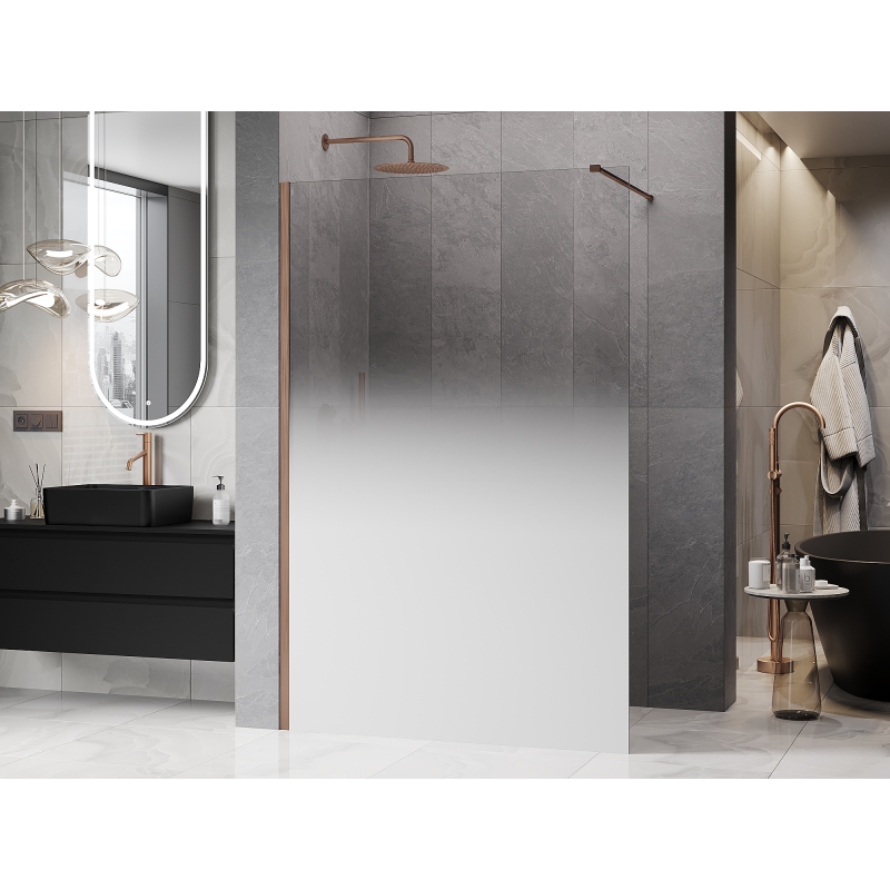 Mexen Kioto Duschwand Walk-in 120 x 200 cm, ombre weiß 8 mm, gebürstetes Kupfer - 800-120-101-65-86