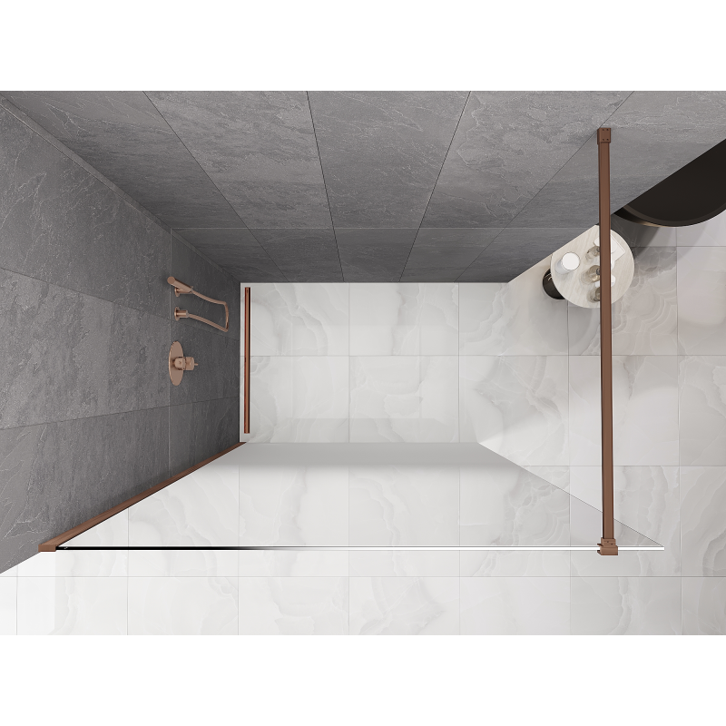 Mexen Kioto Duschwand Walk-in 120 x 200 cm, ombre weiß 8 mm, gebürstetes Kupfer - 800-120-101-65-86