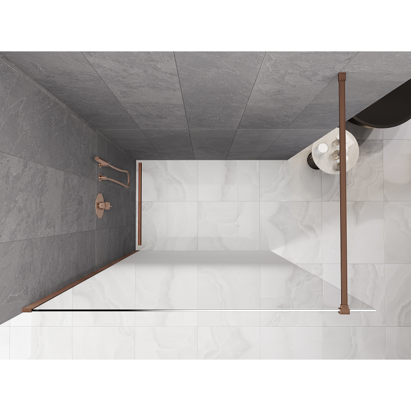 Mexen Kioto Duschwand Walk-in 80 x 200 cm, ombre weiß 8 mm, gebürstetes Kupfer - 800-080-101-65-86