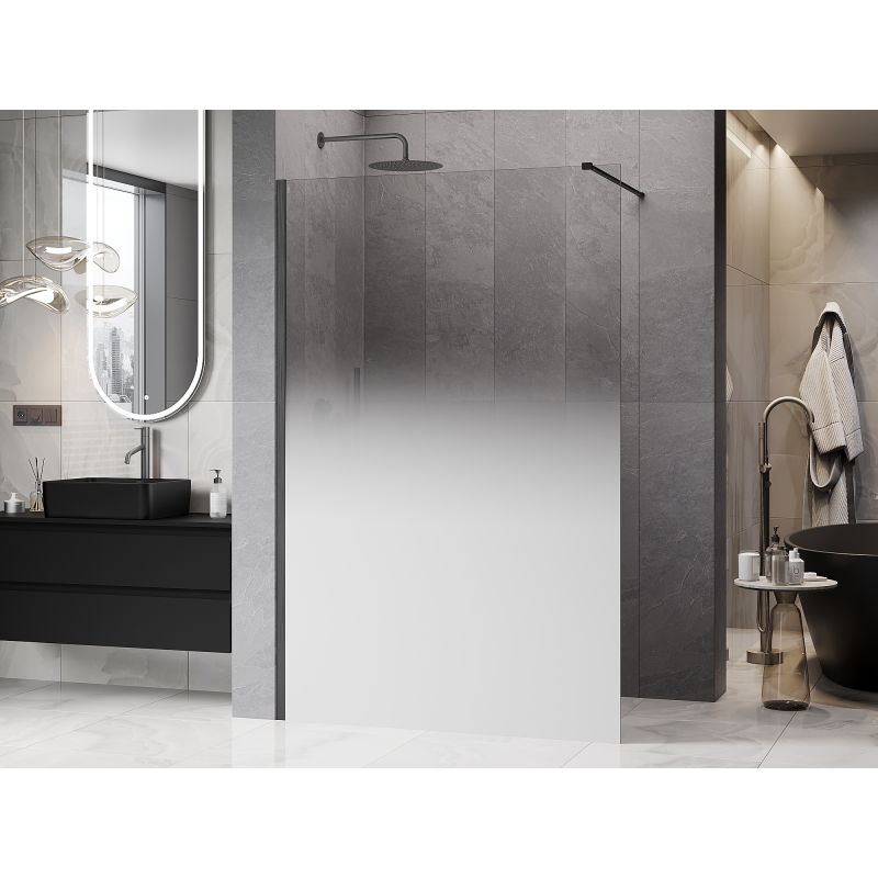 Mexen Kioto Duschwand Walk-in 110 x 200 cm, ombre weiß 8 mm, gun gray gebürstet - 800-110-101-66-86
