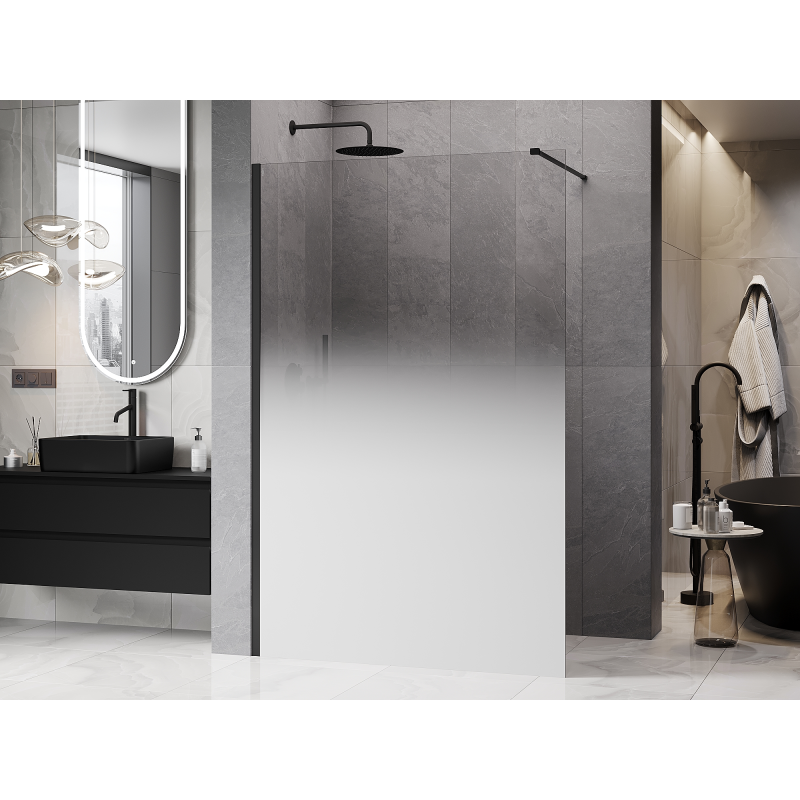 Mexen Kioto Duschwand Walk-in 110 x 200 cm, weißes Ombre 8 mm, schwarz - 800-110-101-70-86