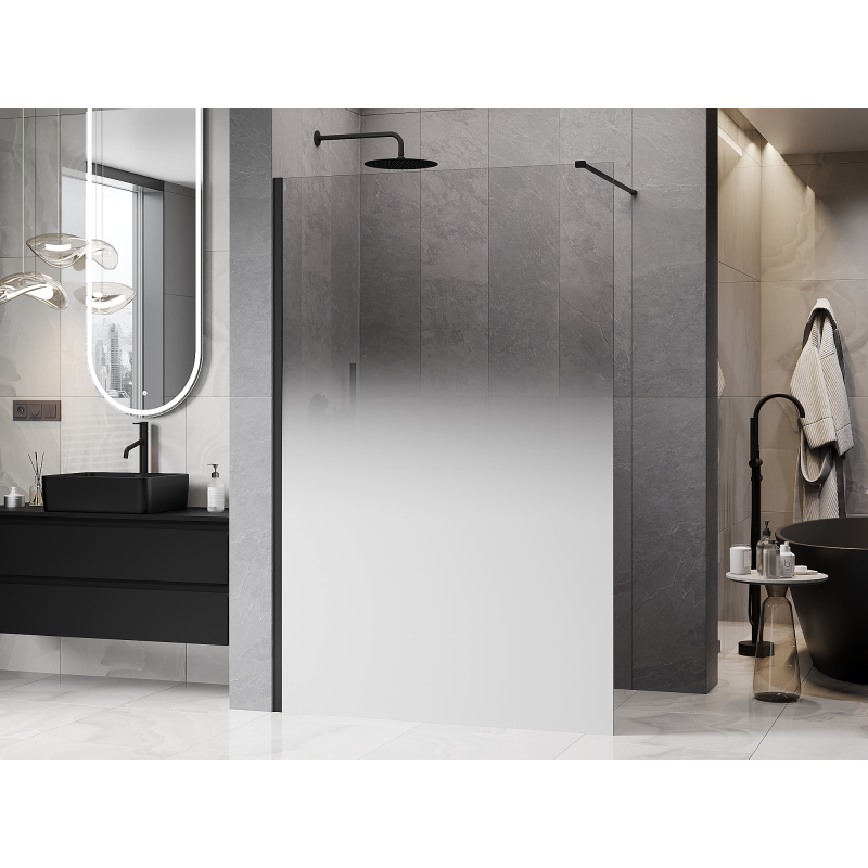 Mexen Kioto Duschwand Walk-in 140 x 200 cm, ombre weiß 8 mm, schwarz - 800-140-101-70-86