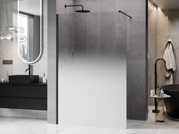 Mexen Kioto Duschwand Walk-in 140 x 200 cm, ombre weiß 8 mm, schwarz - 800-140-101-70-86