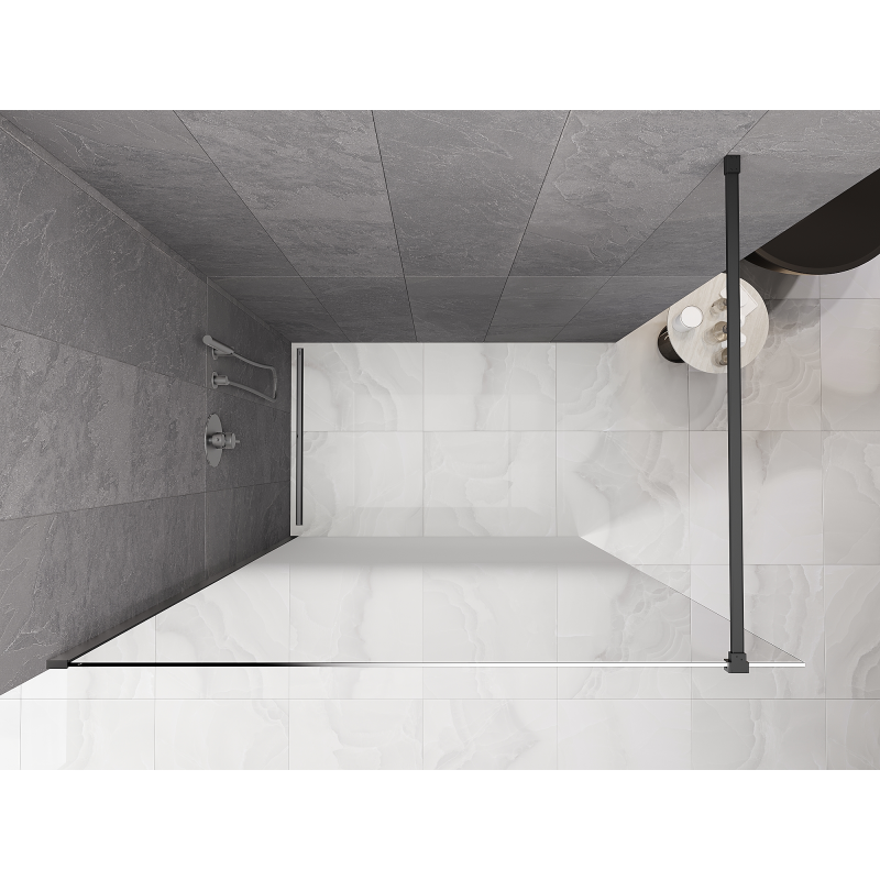 Mexen Kioto Duschwand Walk-in 110 x 200 cm, Ombre Weiß 8 mm, Gun Metal - 800-110-101-95-86