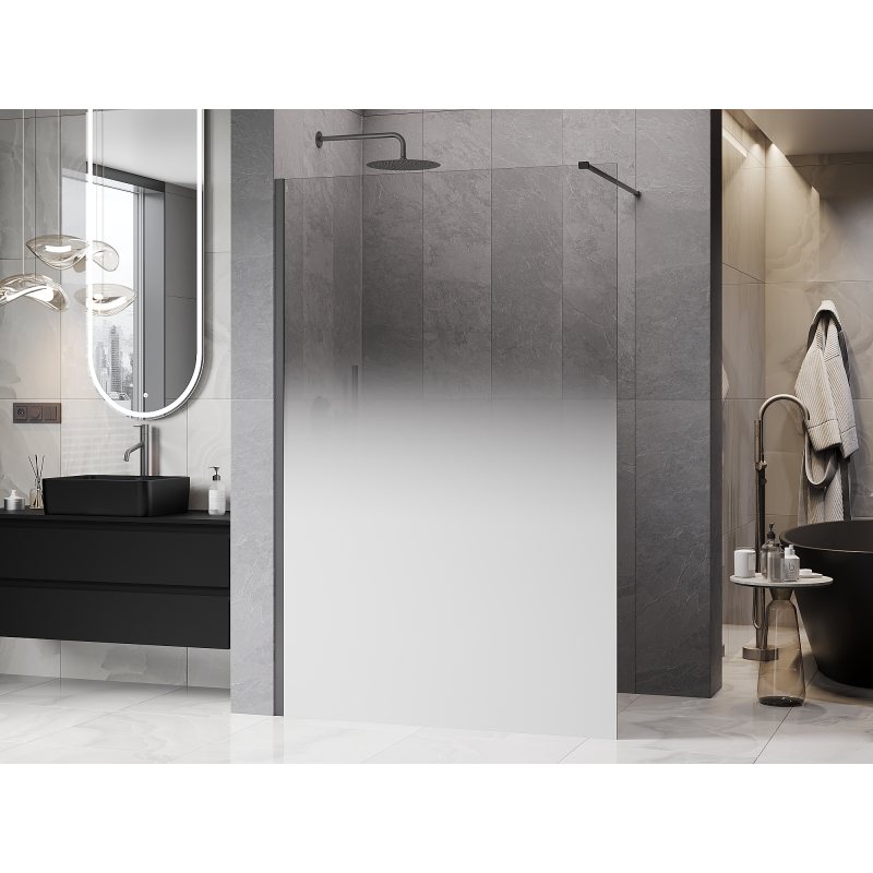 Mexen Kioto Walk-in-Duschwand 130 x 200 cm, weißes Ombre 8 mm, Gun Metal - 800-130-101-95-86