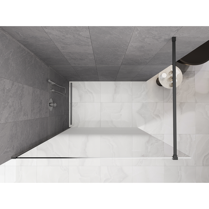 Mexen Kioto Walk-in-Duschwand 130 x 200 cm, weißes Ombre 8 mm, Gun Metal - 800-130-101-95-86