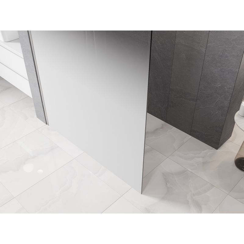 Mexen Kioto Duschwand Walk-in 100 x 200 cm, Ombre Weiß 8 mm, gebürsteter Nickel - 800-100-101-97-86
