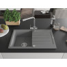 Mexen Bruno Granitspüle 1-Becken mit Abtropffläche und Küchenarmatur Duero, grau - 6513-71-671600-00