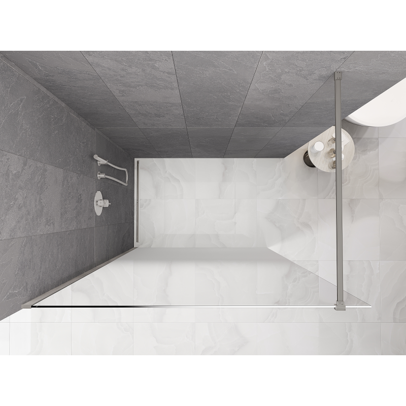Mexen Kioto Duschwand Walk-in 150 x 200 cm, ombre weiß 8 mm, gebürsteter Nickel - 800-150-101-97-86