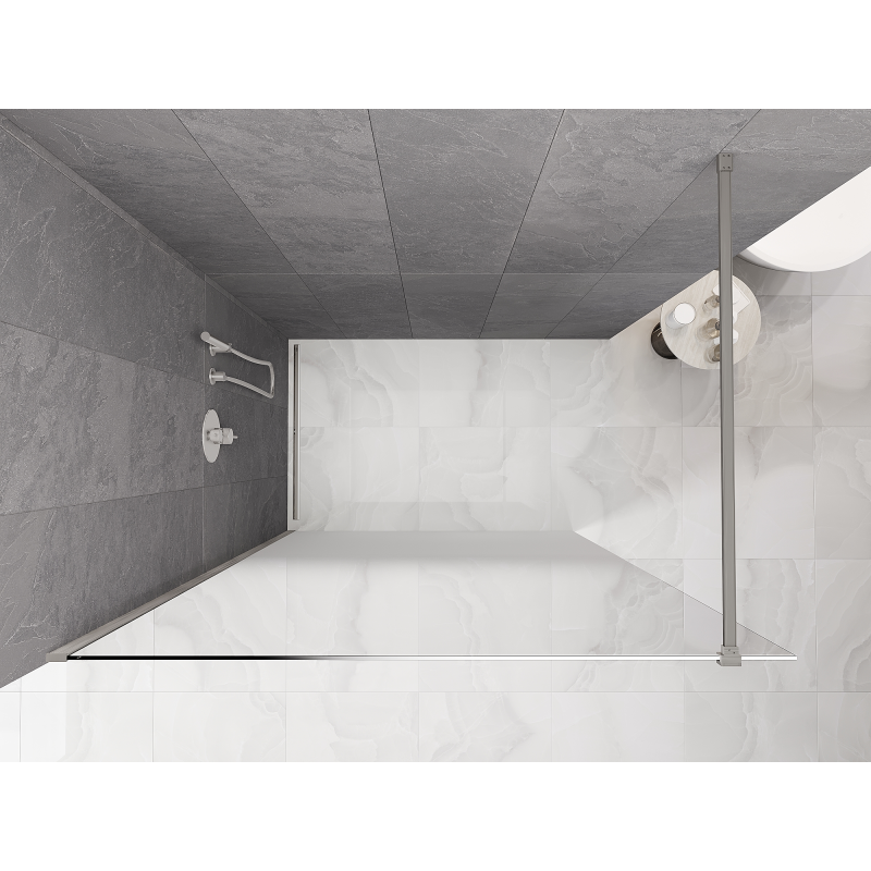 Mexen Kioto Duschwand Walk-in 80 x 200 cm, ombre weiß 8 mm, gebürsteter Nickel - 800-080-101-97-86