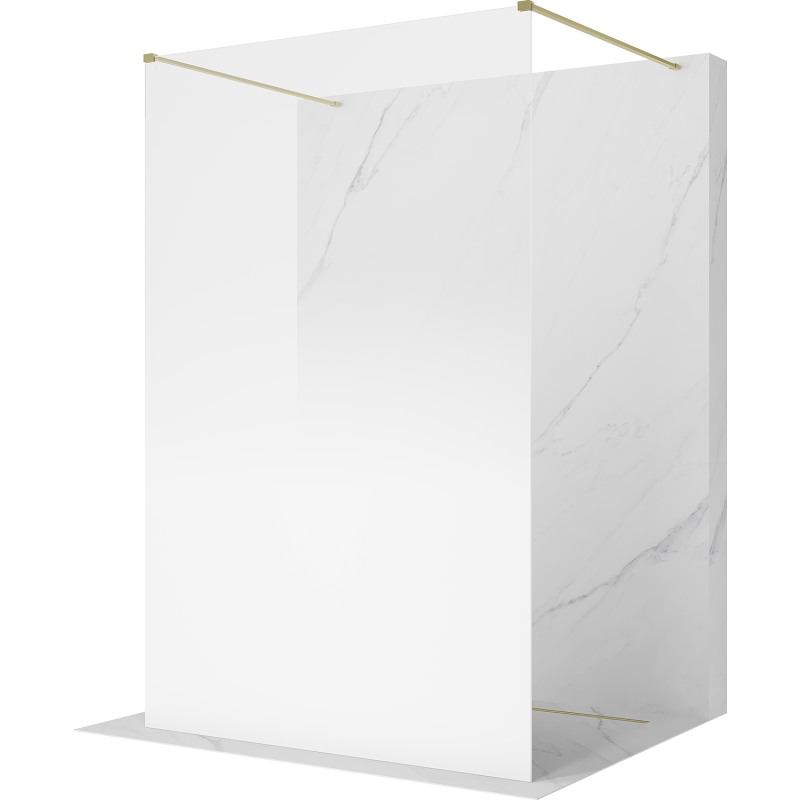 Mexen Kioto freistehende Duschwand 100 x 200 cm, ombre weiß 8 mm, gebürstetes Gold - 800-100-002-55-86