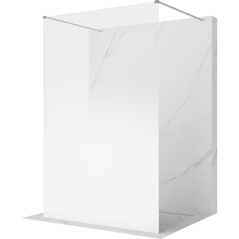 Mexen Kioto freistehende Duschwand 140 x 200 cm, weißes Ombre 8 mm, gebürsteter Nickel - 800-140-002-97-86