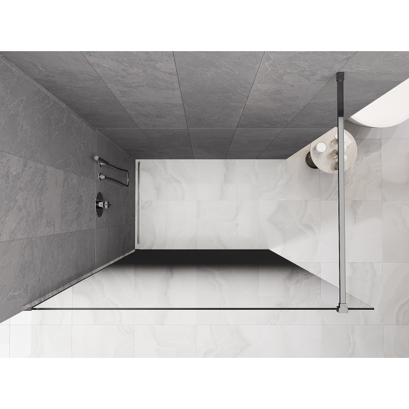 Mexen Kioto Duschwand Walk-in 100 x 200 cm, ombre schwarz 8 mm, chrom - 800-100-101-01-76