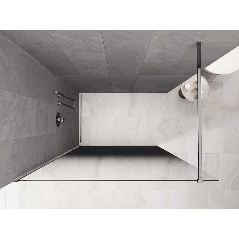 Mexen Kioto Duschrückwand Walk-in 120 x 200 cm, ombre schwarz 8 mm, Chrom - 800-120-101-01-76