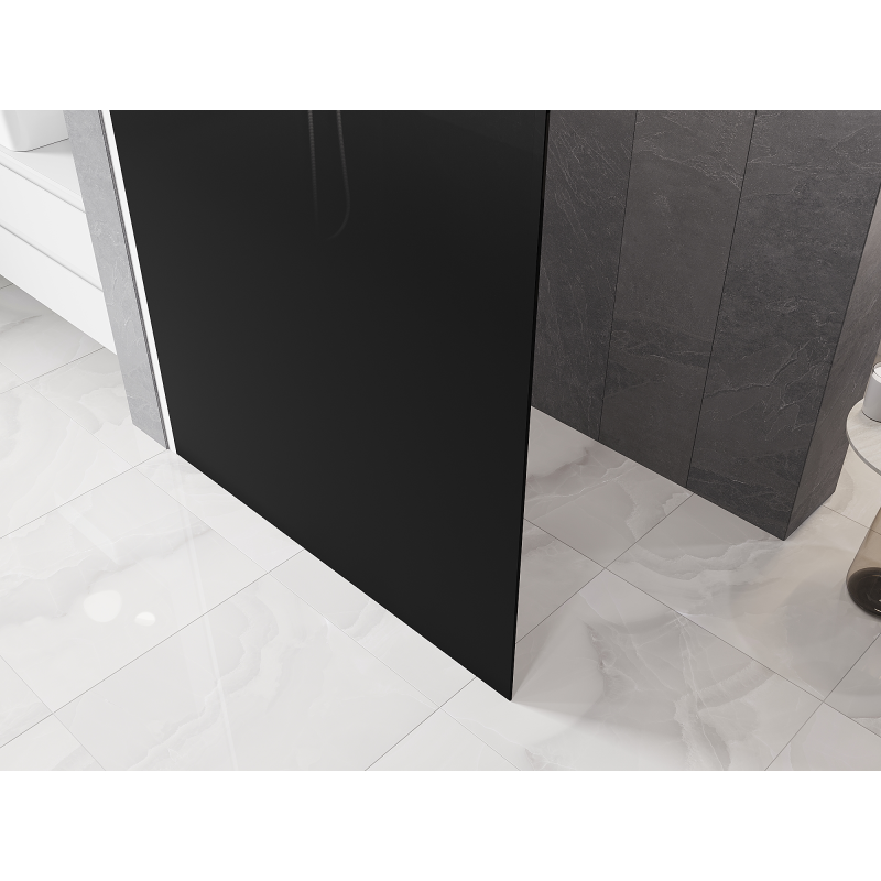 Mexen Kioto Duschwand Walk-in 120 x 200 cm, Ombre Schwarz 8 mm, Weiß - 800-120-101-20-76