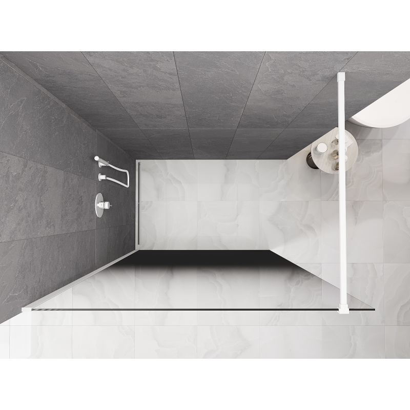 Mexen Kioto Duschwand Walk-in 80 x 200 cm, Ombre schwarz 8 mm, weiß - 800-080-101-20-76