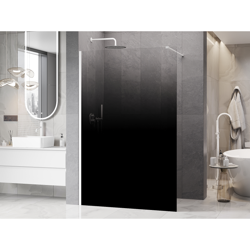 Mexen Kioto Duschwand Walk-in 110 x 200 cm, ombre schwarz 8 mm, weiß - 800-110-101-20-76