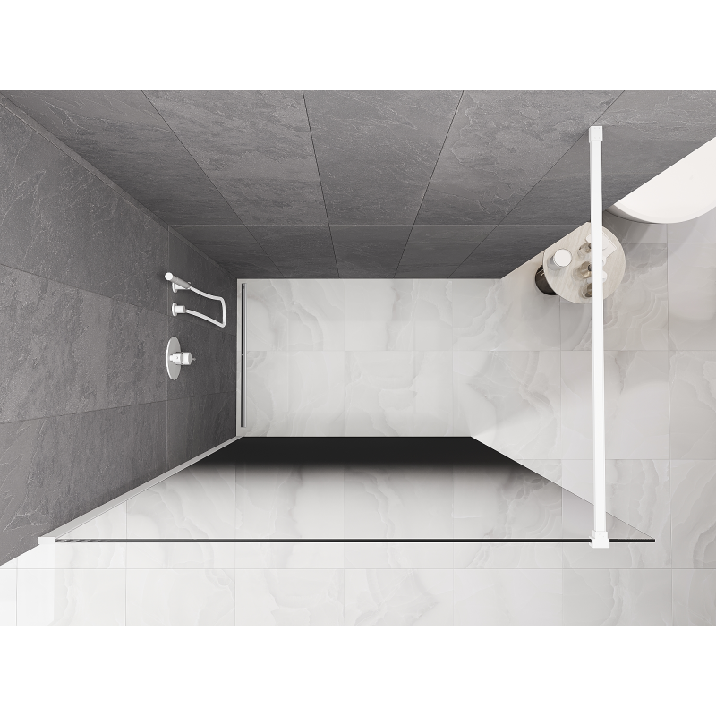 Mexen Kioto Duschwand Walk-in 110 x 200 cm, ombre schwarz 8 mm, weiß - 800-110-101-20-76