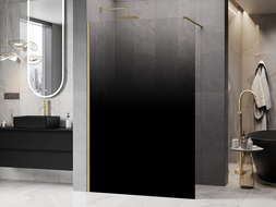 Mexen Kioto Duschwand Walk-in 100 x 200 cm, schwarzer Ombre 8 mm, gebürstetes Gold - 800-100-101-55-76