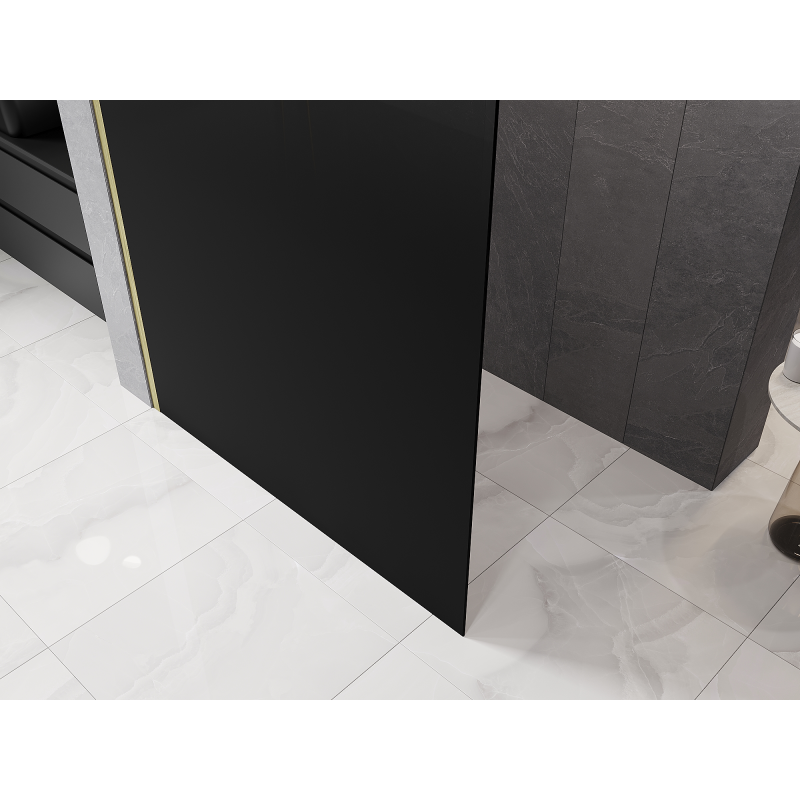 Mexen Kioto Duschwand Walk-in 150 x 200 cm, ombre schwarz 8 mm, gold gebürstet - 800-150-101-55-76
