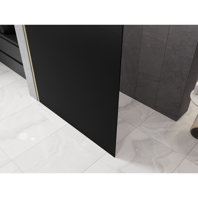 Mexen Kioto Duschwand Walk-in 90 x 200 cm, ombre schwarz 8 mm, gebürstetes Gold - 800-090-101-55-76
