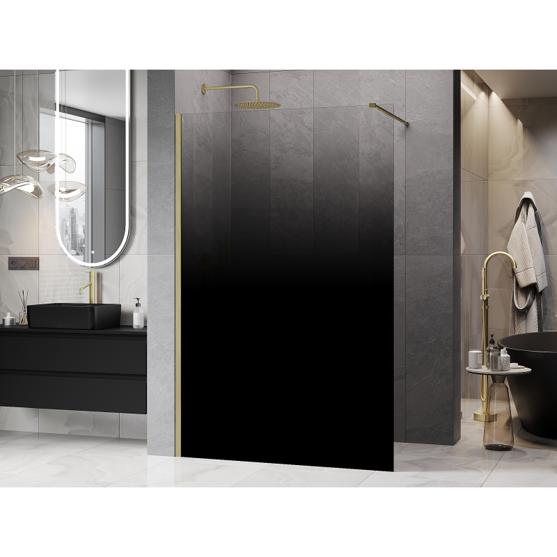 Mexen Kioto Duschtür Walk-in 80 x 200 cm, Ombre Schwarz 8 mm, gebürstetes Gold - 800-080-101-55-76