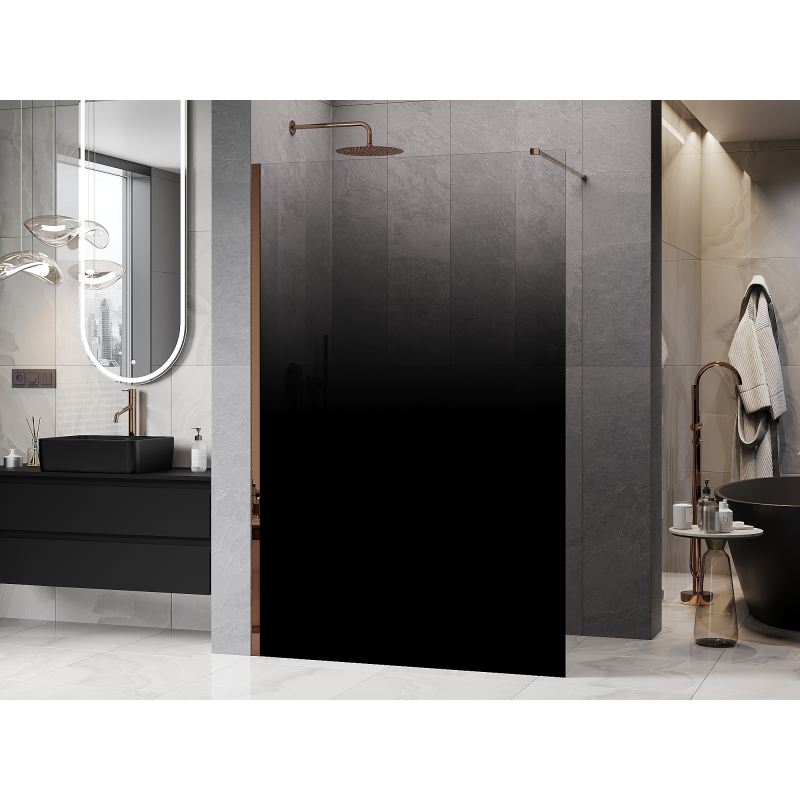 Mexen Kioto Duschwand Walk-in 120 x 200 cm, schwarzer Ombre 8 mm, Roségold - 800-120-101-60-76