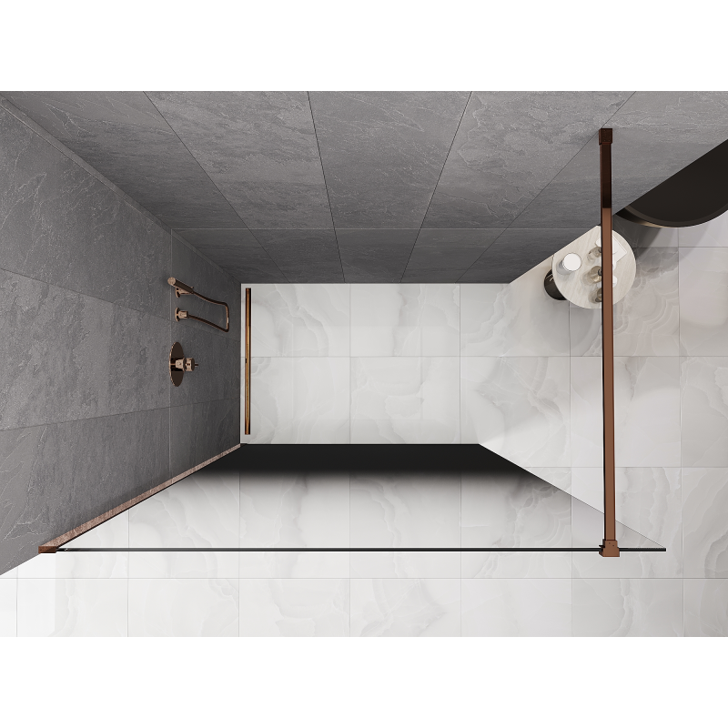Mexen Kioto Duschwand Walk-in 120 x 200 cm, schwarzer Ombre 8 mm, Roségold - 800-120-101-60-76