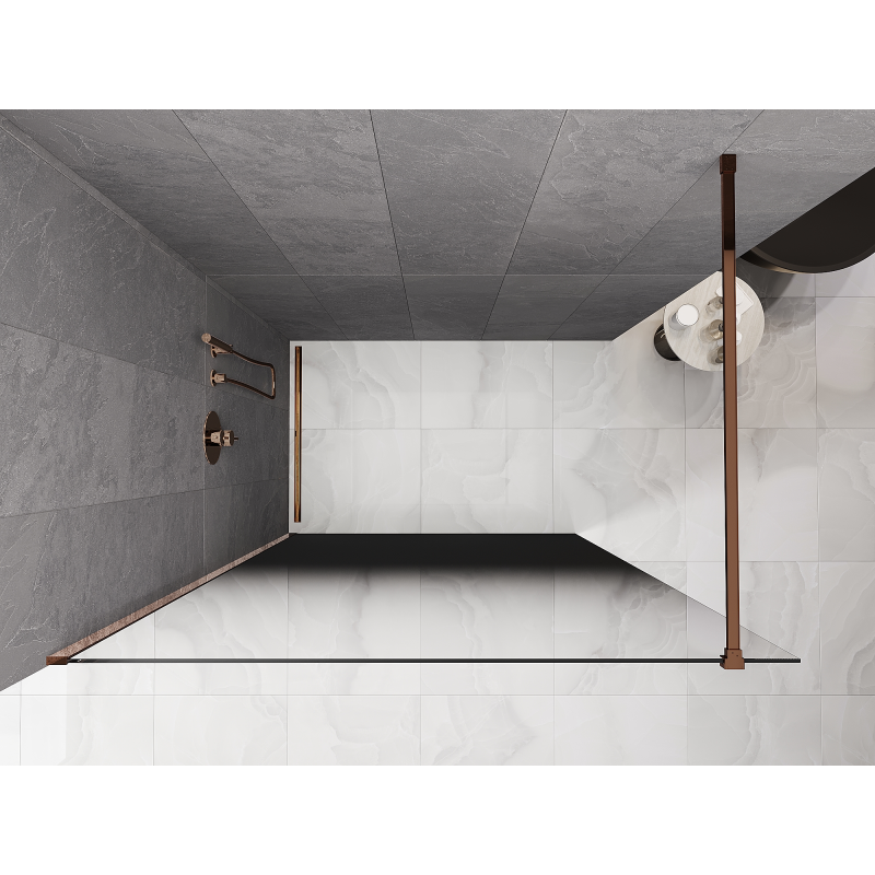 Mexen Kioto Duschwand Walk-in 70 x 200 cm, Ombre Schwarz 8 mm, Roségold - 800-070-101-60-76