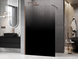 Mexen Kioto Duschwand Walk-in 120 x 200 cm, ombre schwarz 8 mm, gebürstetes Kupfer - 800-120-101-65-76