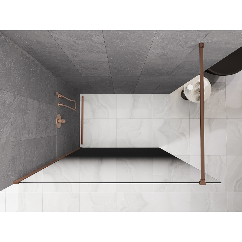 Mexen Kioto Duschtrennwand Walk-in 90 x 200 cm, ombre schwarz 8 mm, gebürstetes Kupfer - 800-090-101-65-76